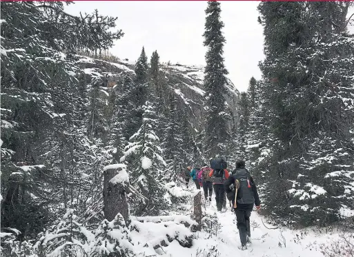  ?? KATRINA CLARKE PHOTOS ?? Walkers from Natuashish, Labrador, begin their trek into the bush. The Innu women and girls are following in the footsteps of their ancestors.