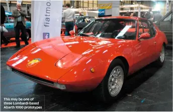  ??  ?? This may be one of three Lombardi-based Abarth 1000 prototypes