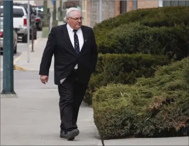  ?? Canadian Press file photo ?? Winston Blackmore, who is accused of practising polygamy in a fundamenta­list religious community, returns to court after a lunch break April 18, 2017, in Cranbrook. A verdict is expected today in a trial of Blackmore and James Oler, who are accused of...
