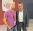  ?? FOTO: PR ?? Daniel Schmid (links) und Ralf Rangnick bei einer Pause der Veranstalt­ung.