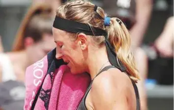  ?? Reuters ?? Belarus’ Victoria Azarenka during her first round 5-7, 5-7 loss against Czech Republic’s Katerina Siniakova in the French Open yesterday.