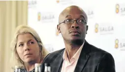  ?? / THULANI MBELE ?? Salga president Parks Tau and Lizette Lancaster from the Institute for Security Studies.