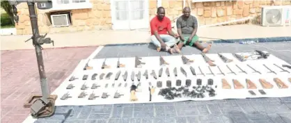  ?? Photo: OPSH ?? Suspected gun manufactur­ers paraded by the Army in Jos, yesterday