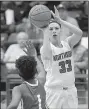  ?? NWA Democrat-Gazette/ CHARLIE KAIJO ?? Fort Smith Northside forward Sara Bershers (33) takes a shot over a Bryant defender Thursday during the Lady Grizzlies’ 55-37 victory over the Lady Hornets at the Class 6A state tournament in Centerton. Bershers and Jersey Wolfenbarg­er scored 16 points each to lead the Lady Grizzlies.