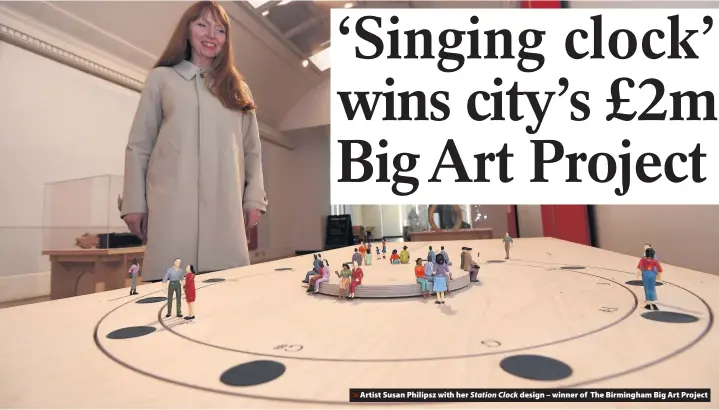  ??  ?? > Artist Susan Philipsz with her design – winner of The Birmingham Big Art Project