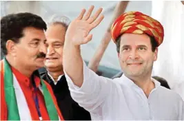  ?? PTI ?? Congress V-P Rahul Gandhi waves at crowd during a public meeting in Jamnagar, Gujarat on Tuesday