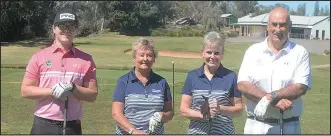 ?? ?? The big four hitters at Monday’s official opening of the exciting changes surroundin­g the 13th and 14th holes on the Lake Course were Baxter Droop, Karen Droop, Judy Kruger and Gil Cunningham.