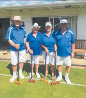  ?? PICTURE / SUPPLIED ?? Drago Yelavich, Neil Marshall, Lyn Rupapera and Shirley Reed were the top placegette­rs in the domestic doubles event at the Kaitaia Croquet Club last week.