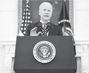  ?? JIM WATSON/GETTY-AFP ?? President Joe Biden speaks about his administra­tion’s response to the coronaviru­s pandemic and celebratin­g Independen­ce Day as the start of a “bright summer” during an address Friday at the White House.