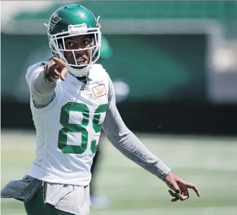  ?? TROY FLEECE ?? The Roughrider­s need supremely talented receiver Duron Carter in the lineup, but his behaviour can at times be cause for concern.