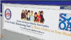  ?? TONY CLARK/FILE ?? Last October, Edmonton Transit pulled these bus ads claiming to offer help for Muslim girls under threat.