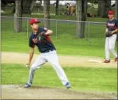  ?? PHOTO BY PETER WALLACE ?? Winsted’s Ryan Sholtis gave up just two hits in Thursday’s American Legion baseball game against Zone I leader Avon.