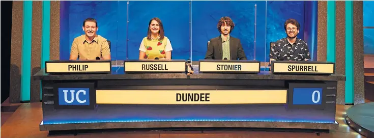  ??  ?? BRIGHT SPARKS: The Dundee University team of Conor Philip, Olivia Russell, Barnaby Stonier and Jacob Spurrell will hope to emulate the triumph of their predecesso­rs in 1983.
