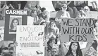  ?? USA TODAY NETWORK ?? Parents protest at a courthouse in Fort Lauderdale on Feb. 17 for stricter gun laws.