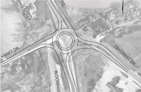  ?? Submitted ?? Artistic rendering of the roundabout proposed for Bloomingda­le-area intersecti­on.