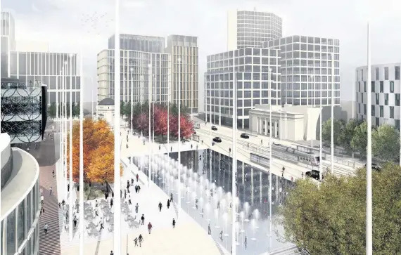  ??  ?? &gt; An artist’s impression of the redevelope­d Centenary Square which is due to be completed next summer