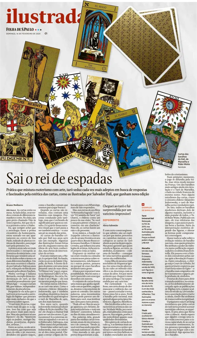  ?? Reprodução ?? Cartas dos baralhos do Dalí, de Marselha e Rider-Waite