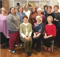  ?? Submitted photos ?? ■ The Threshold Singers of Hot Springs are back, from left, Zabe Barnes, Shannon Rivas, Mary Tom Taylor, Cindy Smith, Mary Kratz, Mary Watermann, Carol Scrivner, Dianna Thayer, Carla Haynie, and Kathie White, and seated, from left, Carol Albee, left, Barbara Guinn, and Shari Coston. Not shown are Gail Greenburg and Ann Hill. Photo courtesy of Kathie White.