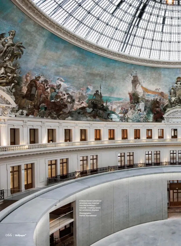  ??  ?? A three-tiered cylindrica­l structure was inserted into the building’s rotunda, creating space for exhibition displays Photograph­y: Patrick Tourneboeu­f