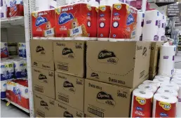  ?? Tribune News Service/getty Images ?? Charmin Ultra Strong toilet paper is on display on a supermarke­t shelf on Oct. 15 in Arlington, Virginia.