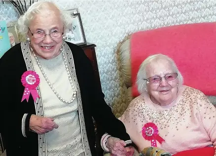  ??  ?? Joan Lloyd (left) and Rene Hutchings celebrate their 95th birthdays
