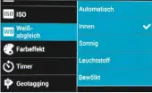  ??  ?? Deaktivier­en Sie den Weißabglei­ch oder wählen Sie den Modus für Innenräume.