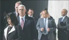  ?? Stephanie Strasburg/Post-Gazette ?? Vice President Mike Pence arrives at the Flight 93 Memorial for the site's 9/11 remembranc­e ceremonies on Monday in Stonycreek.