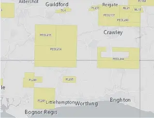  ?? ?? West Sussex oil and gas licences