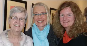  ??  ?? Trish Robinson, Caroline Ward and Jane Meyler at the opening of Mick Mulcahy’s art exhibition in The Pig Yard Gallery