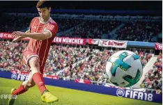 ?? Foto: Electronic Arts ?? Fotorealis­tische Grafiken und „echte“Hintergrun­d Sounds: Die Fußball Simulation FIFA 18 steht stellvertr­etend für aktuelle Top Spiele.