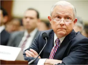  ??  ?? US Attorney General Jeff Sessions testifies before a House Judiciary Committee hearing on oversight of the Justice Department in Washington on Tuesday. (Reuters)