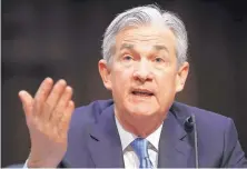  ?? CAROLYN KASTER/ASSOCIATED PRESS ?? Jerome Powell, President Donald Trump’s nominee to be chairman of the Federal Reserve, testifies Tuesday at his confirmati­on hearing before the Senate Banking Committee in Washington, D.C.