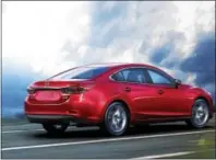  ??  ?? The Mazda6 is front-wheel drive, offered with either a manual or automatic six-speed transmissi­on transmitti­ng 184-hp. and 185-lb.-ft. of peak torque to move this 3200-lb sedan.