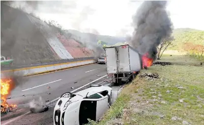  ?? NOTIMEX ?? Percance en el tramo Cuernavaca- Chilpancin­go.