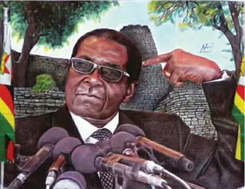  ??  ?? A painting of President Mugabe done by Raphael Jamu