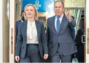  ?? ?? Icy reception: Ms Truss and Sergei Lavrov, the Russian foreign minister, at a meeting in Moscow last month