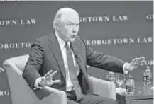  ?? Manuel Balce Ceneta / AP ?? In a speech at Georgetown University, Attorney General Jeff Sessions said universiti­es cave in to protesters’ demands because of political correctnes­s.