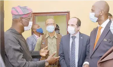  ??  ?? L-R: Babajide Sanwo-olu, governor, Lagos State; Akin Abayomi, commission­er for health, Lagos State; Giscard El-zoghbi, chief operating officer, IHS Nigeria Limited, and Segun Akintemi, CEO, Page Internatio­nal Financial Services Limited, during the commission­ing of a state-ofthe-art 36-Chamber Morgue, donated by IHS at the Infectious Disease Hospital, Yaba, Lagos, yesterday.