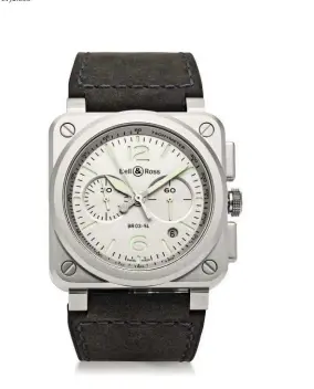  ??  ?? BELL &amp; ROSS “BR 03-94 Horolum” microblast­ed steel watch € 4.990