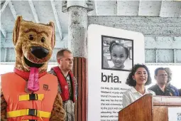  ?? Jon Shapley / Staff photograph­er ?? Harris County Judge Lina Hidalgo speaks about summer water safety during a news conference Thursday at Alexander Deussen Park in northeast Harris County near Lake Houston.