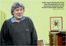  ?? DAVID WHITE/STUFF ?? Spider expert Phil Sirvid’s job has been disestabli­shed, but early restructur­e documents say the museum needs spider expertise.