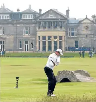  ?? Pictures: P VisitScotl­and/PA/Bob Douglas. ?? Clockwise, from top: golfers tee off at Machrihani­sh Dunes Golf Club in Argyll; Zach Johnson at the 18th at St Andrews, on his way to winning the Open; Simpsons Golf Shop in Carnoustie.