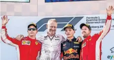  ??  ?? Max Verstappen, Aston Martin, Kimi Raikkonen y Sebastian Vettel.