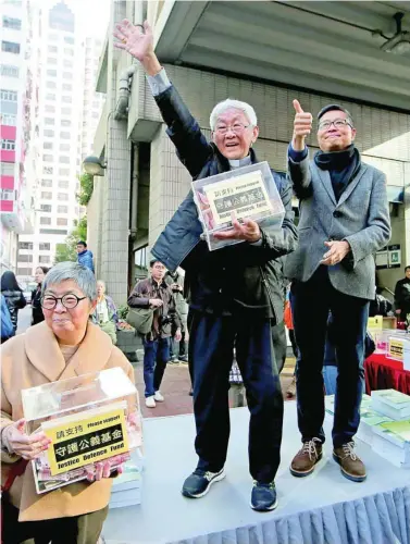  ?? AP ?? El cardenal Joseph Zen, en uno de los actos de 2019, en Hong Kong