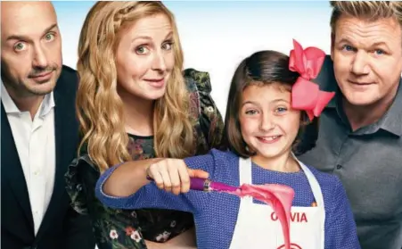  ??  ?? Joe Bastianich, Christina Tosi, contestant Olivia and Gordon Ramsay in “MasterChef Junior”