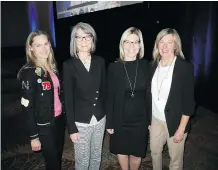  ??  ?? From left: WestJet’s Katie Clayton, BDP’s Alicia Quesnel and Jody Wivcharuk, and avid supporter Anne Schenkenbe­rger.