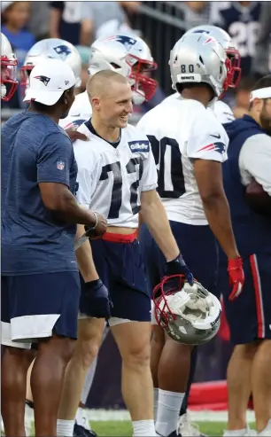  ?? File photo ?? Patriots undefeated rookie free agent Gunner Olszewski wore three different numbers during preseason, but the receiver will be No. 80 when the season starts Sunday against Pittsburgh.