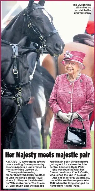  ??  ?? The Queen was all smiles on her visit to the unit yesterday