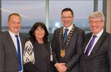  ??  ?? Chief Executive Tom Enright, Pat Devereux, Co Council Chairman Michael Sheehan and Director of Services John Carley at last week’s meeting of Wexford County Council.