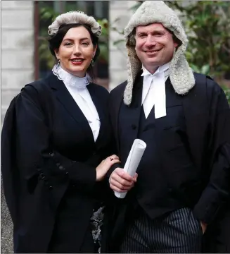  ??  ?? Pictured: Anthony Moore S.C. and his wife, Venetia Taylor B.L. at the Four Courts.